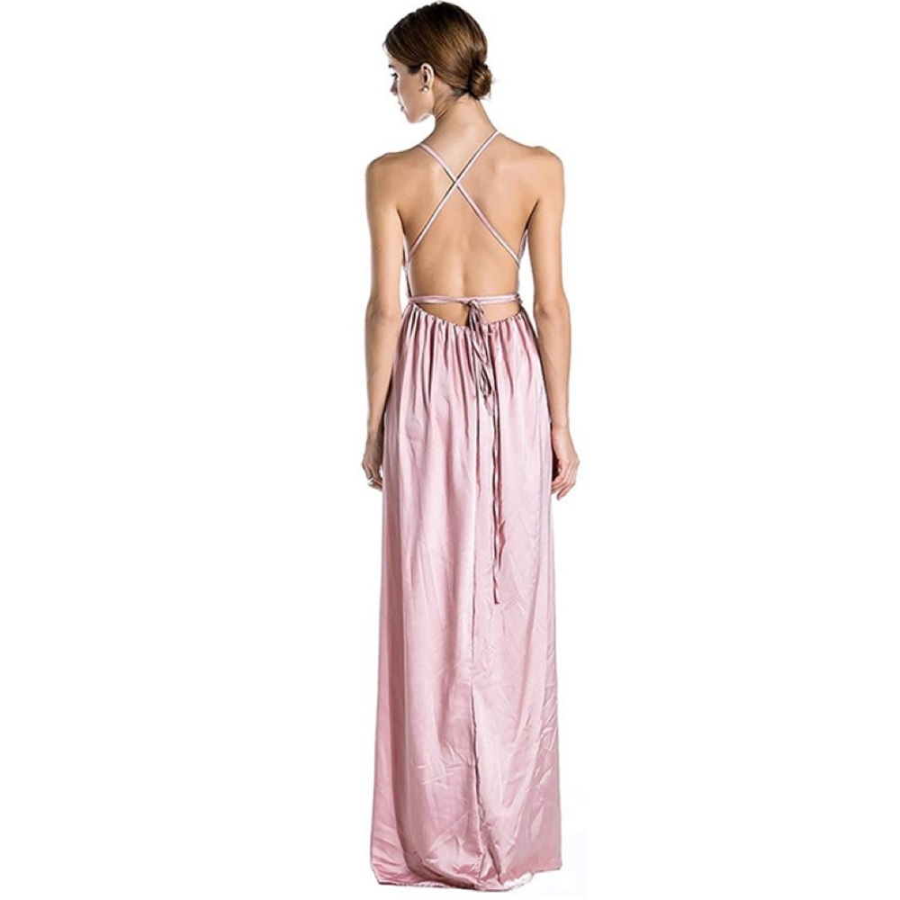 Strappy Deep V Summer Slit Maxi Evening Dress - Picture 4 of 5